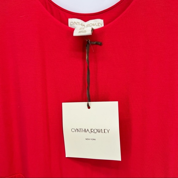 NWT Cynthia Rowley Red Rayon Stretch Jersey Swing Midi Dress - Picture 4 of 7